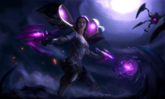 Обои на рабочий стол Косплей-модель Enzh в образе КайСы / KaiSa из игры Лига Легенд / League of Legends, by Aku