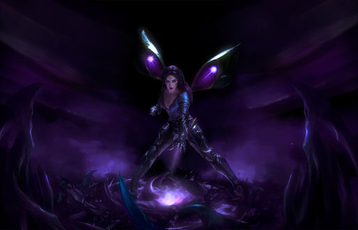 Обои на рабочий стол Косплей-модель Enzh в образе КайСы / KaiSa из игры Лига Легенд / League of Legends, by Aku