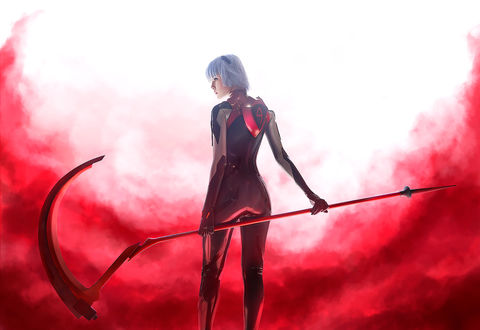 Обои на рабочий стол Косплей-модель Frosel в образе Ayanami Rei / Аянами Рэй из аниме Evangelion / Евангелион, by Aku