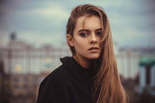 Обои на рабочий стол Девушка с длинными волосами, фотограф Дарья Клепикова