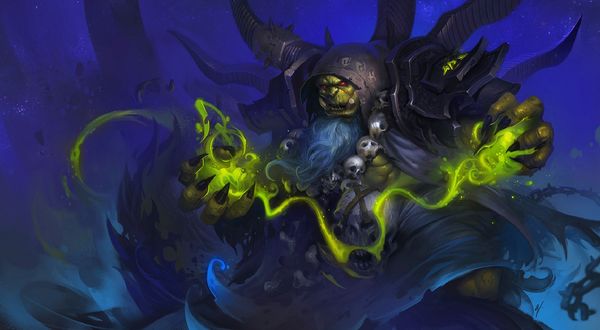 Обои на рабочий стол Шаман орков Guldan / Гулдан из игры World of Warcraft / Мир военного ремесла, by Dave Greco