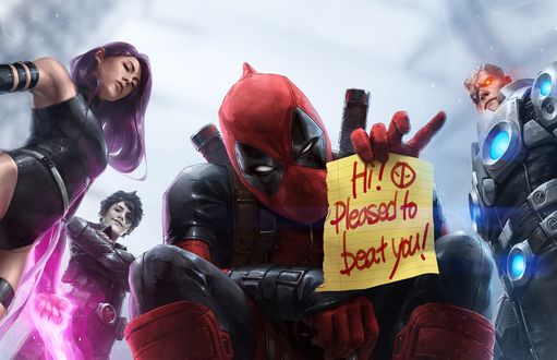 Обои на рабочий стол Персонажи из фильма Deadpool / Дэдпул (HI! Pleased to beat you!)