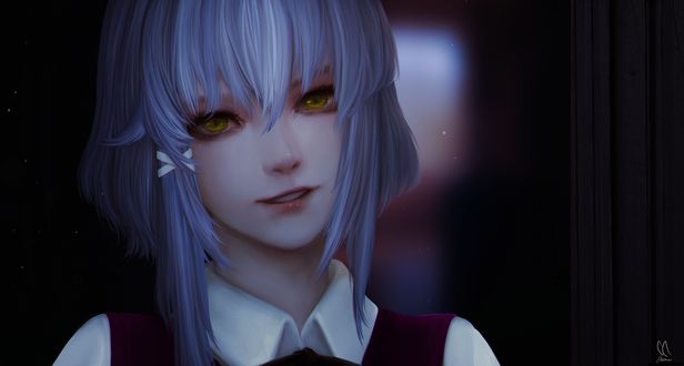 Обои на рабочий стол Mia / Мия персонаж из игры - визуальной новеллы Yandere-Chan, art by alqmia (Anastasiya Volkova)