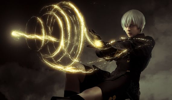Обои на рабочий стол Косплей-модель Ekoy C в образе 9S, из игры NieR: Automata, by Aku