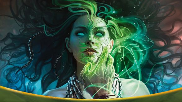 Обои на рабочий стол Зачарованная магом девушка из игры Magic: The Gathering, by Magali Villeneuve