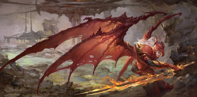 Обои на рабочий стол Воин Дракона, by ZHAO HUANHUA