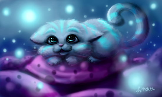 Обои на рабочий стол Kitty Cheshire / Китти из мультсериала Ever After High / Эвер Афтер Хай в образе котенка, by xtwistedxamayax