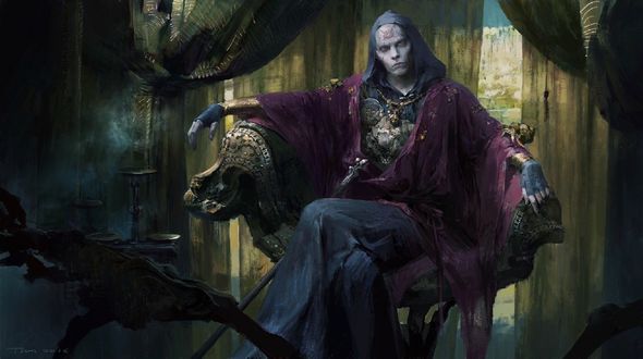 Обои на рабочий стол Колдун в мантии сидит на кресле, by Tianhua Xu