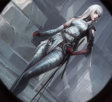 Обои на рабочий стол Белокурая девушка-воин, by jinglin Xu