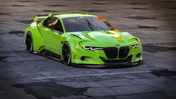 Обои на рабочий стол Тюнингованный BMW 3. 0 CSL Hommage на площадке, by Rostislav Prokop