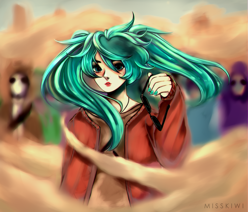 Обои для рабочего стола Vocaloid Miku Hatsune / Вокалоид Мику Хацунэ, by MissKiwiArt