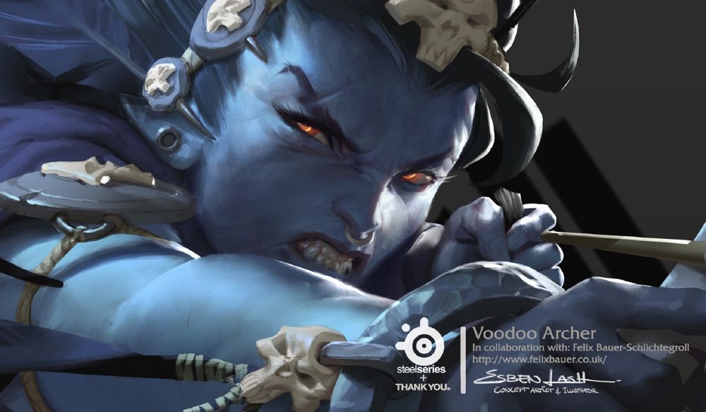 Обои для рабочего стола Портрет воительницы Voodoo Archer / Вуду Лучник, by Esben Lash Rasmussen & Felix Bauer