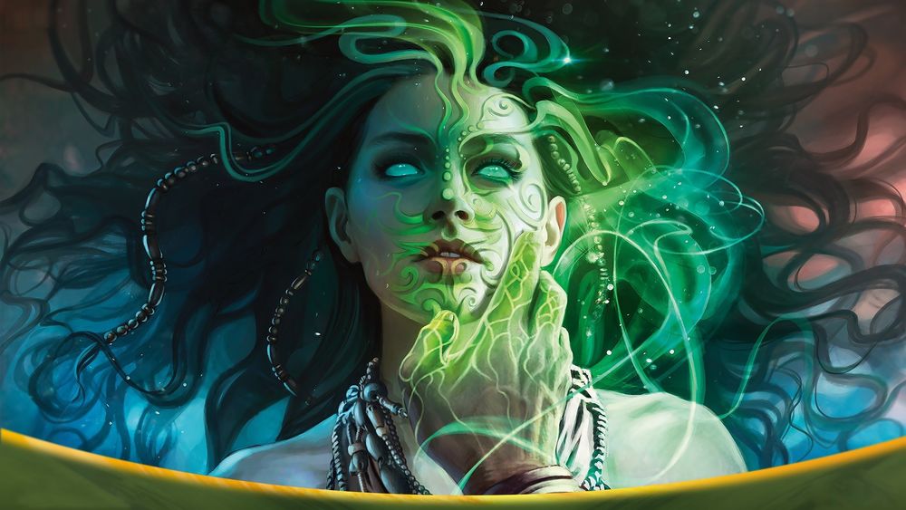 Обои для рабочего стола Зачарованная магом девушка из игры Magic: The Gathering, by Magali Villeneuve