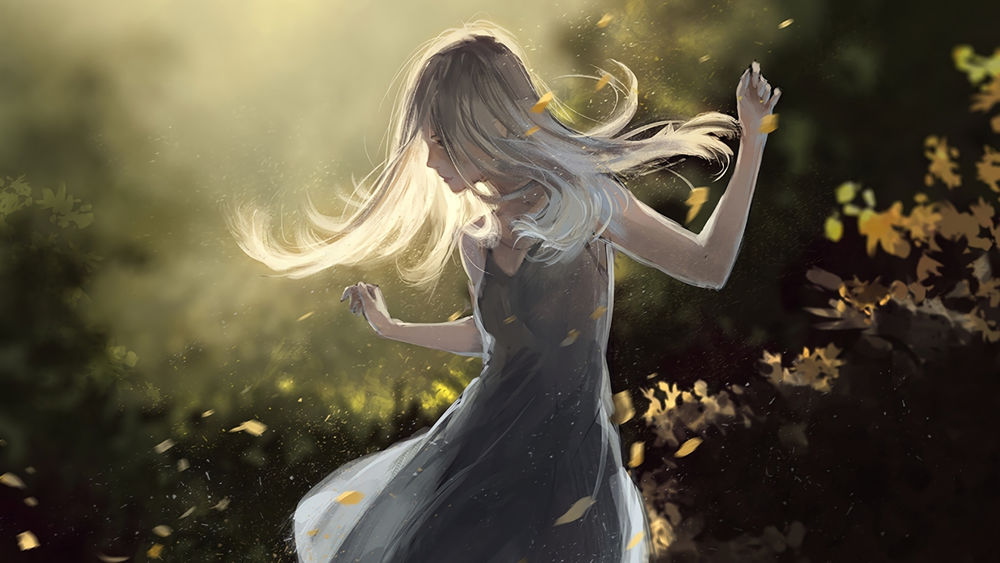 Обои для рабочего стола Девушка в танце, by Yuumei