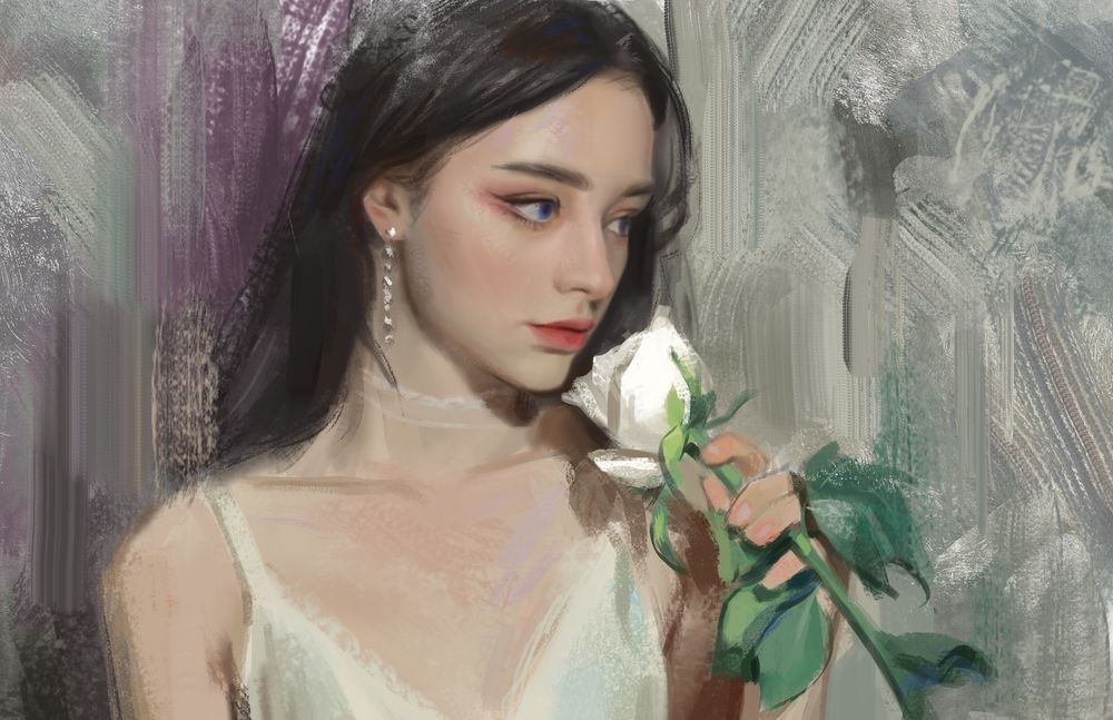 Девушка с белой розой
