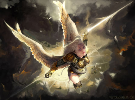 Обои на рабочий стол Angel of Retribution / Ангел возмездия, из игры Magic: The Gathering, by Victor Adame