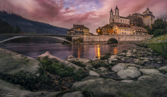 Обои на рабочий стол Вид на крепость в Aarburg, Switzerland / Aarburg, Швейцария, by Dan Felix