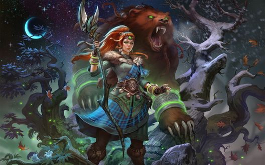 Обои на рабочий стол Artio-Goddess of Bears / Артио-Богиня медведей, арт к игре Smite, by Simon Eckert