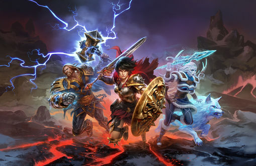 Обои на рабочий стол Battleground of the Gods / Поле битвы Богов, арт к игре Smite, by Simon Eckert