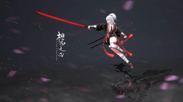 Обои на рабочий стол Maiden Samurai / Девушка-самурай из игры Blade & Soul / Клинок и Душа, by Gao Song