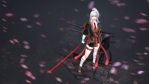 Обои на рабочий стол Maiden Samurai / Девушка-самурай из игры Blade & Soul / Клинок и Душа, by Gao Song