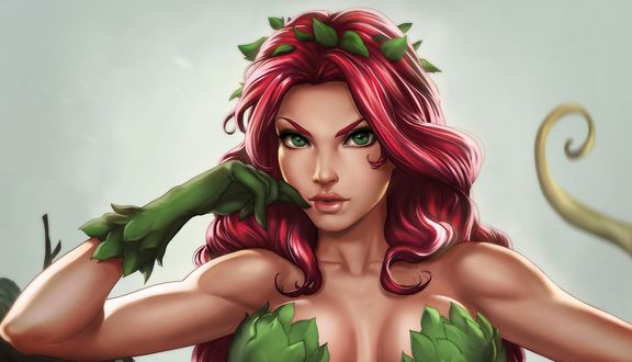 Обои на рабочий стол Poison Ivy / Ядовитый плющ из DC Comics, art by Dandonfuga
