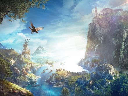Обои на рабочий стол Красивый пейзаж из игры Assassins Creed Odyssey