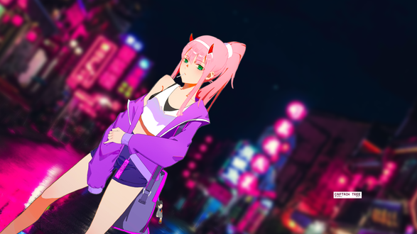 Обои на рабочий стол Zero Two / Зеро Ту из аниме Darling in the FranXX / Милый во Франкcе, by Captain-Tree