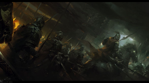 Обои на рабочий стол Полководец на коне среди воинов, by JUNCART & Wenjun Lin