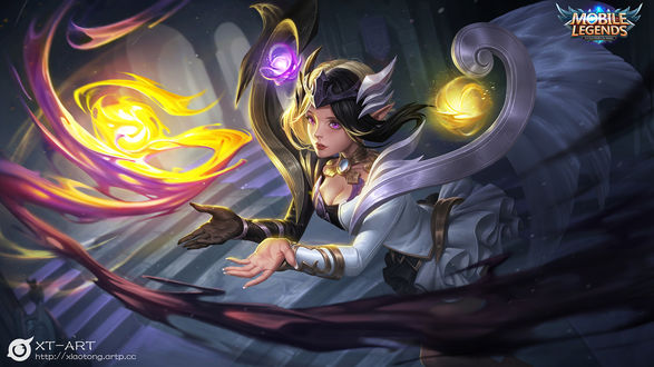 Обои на рабочий стол Девушка-маг, арт к игре Mobile Legends, by exia xiaotong