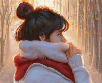 Обои на рабочий стол Девушка в зимней одежде, by Mandy Jurgens