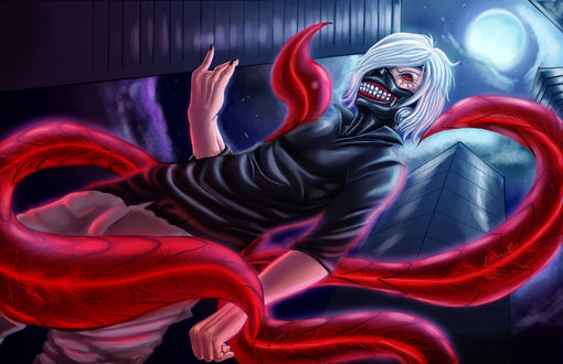 Обои на рабочий стол Ken Kaneki / Кен Канеки из аниме Tokyo Ghoul / Токийский Гуль, by diarcora