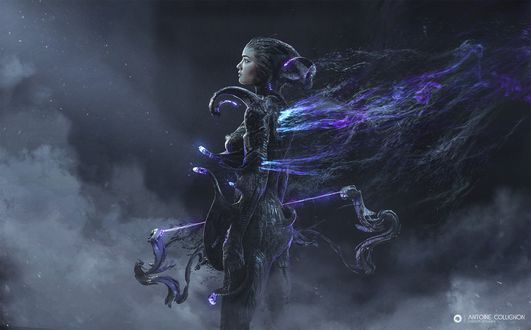 Обои на рабочий стол Девушка-Hunter / Охотник с луком, by Antoine Collignon