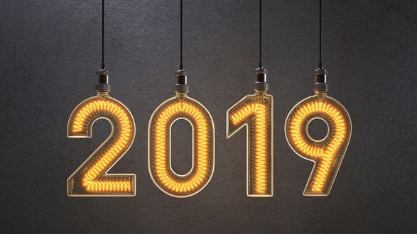 Обои на рабочий стол Лампочки в виде цифр, 2019