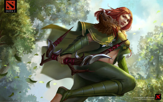 Обои на рабочий стол Windranger / Виндраннер с луком из игры Дота 2 / Dota 2, by Solan