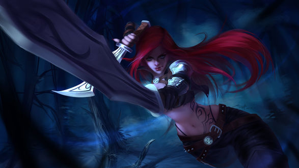 Обои на рабочий стол Katarina / Катарина из игры League of Legends / Лига Легенд, by Kunniki Kaitlin Tai