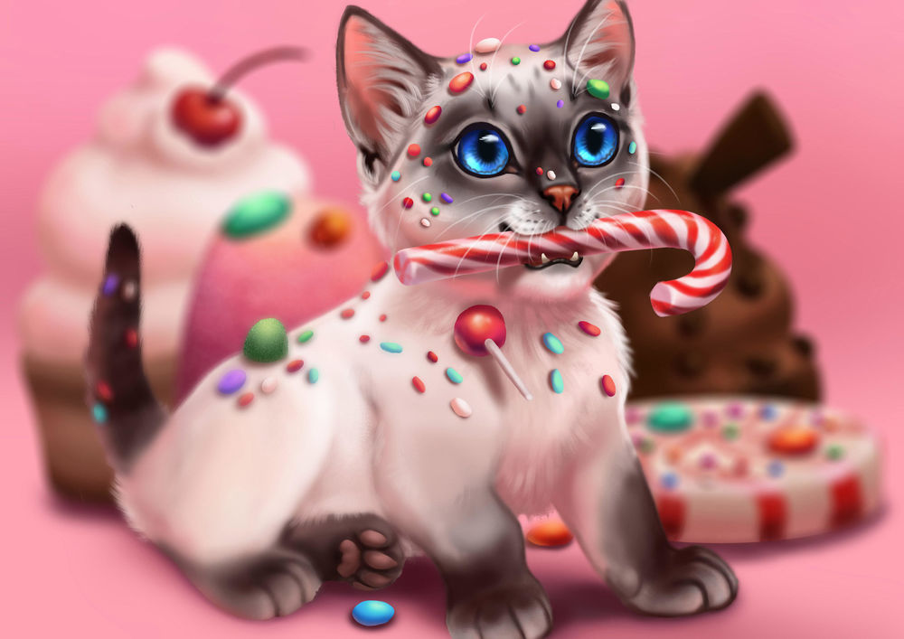 Обои для рабочего стола Маленький конфетный котенок, by DelKon1