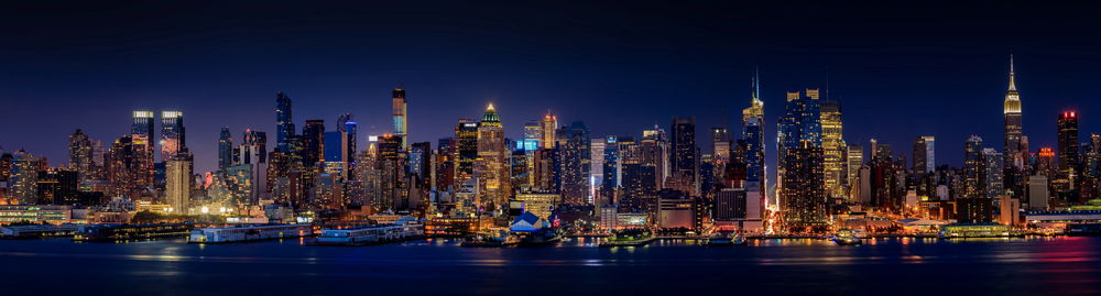 Обои для рабочего стола New York / Нью Йорк, ночная панорама Манхеттена / Manhattan, by Andy Choinski