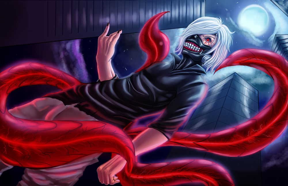 Обои для рабочего стола Ken Kaneki / Кен Канеки из аниме Tokyo Ghoul / Токийский Гуль, by diarcora