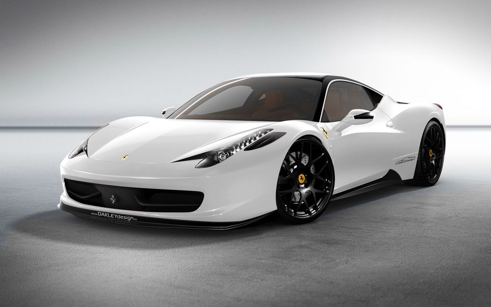 Обои для рабочего стола Белая Ferrari 458 Italia 630 Carbon Edition, by Oakley Design на светлом фоне