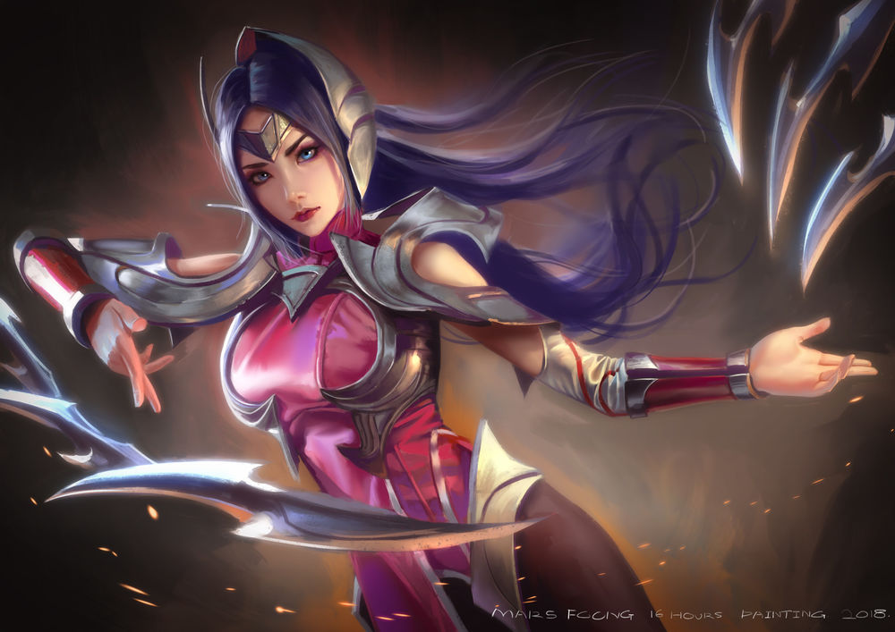 Обои для рабочего стола Irelia / Ирелия из игры Лига Легенд / League of Legends, by Mars Foong