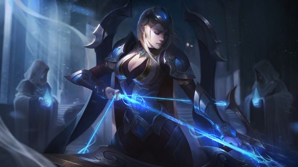 Обои на рабочий стол Ashe / Эш, арт к игре League of Legends / Лига Легенд, by Jem Flores