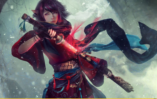 Обои на рабочий стол OSHIA с мечом из игры Final Fantasy XIV / Последняя фантазия 14, by Eddy-Shinjuku