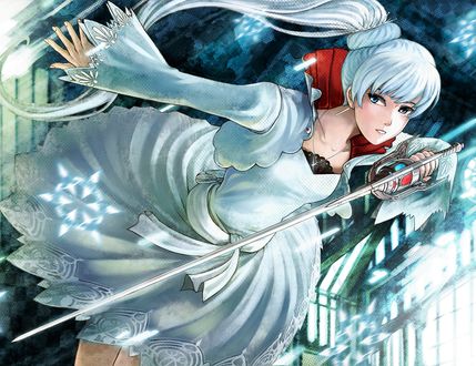Обои на рабочий стол Weiss Schnee / Вайс Шни из аниме RWBY / Красный, Белый, Черный, Желтый