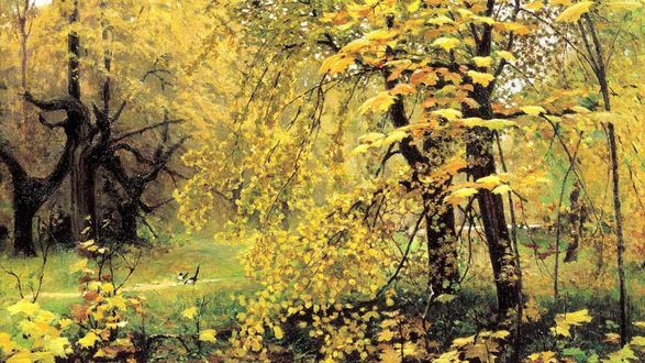 Обои на рабочий стол Золотая осень, 1886 год, художник Илья Остроухов