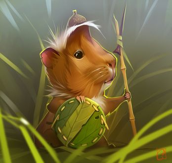 Обои на рабочий стол Морская свинка-воин, by GaudiBuendia