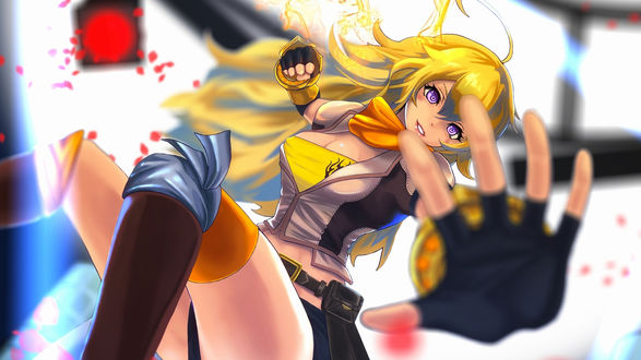 Обои на рабочий стол Yang Xiao Long / Янь Сяо Лун из аниме RWBY / Красный, Белый, Черный, Желтый