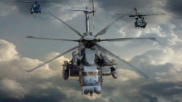 Обои на рабочий стол Атака вертолетного звена