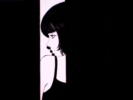 Обои на рабочий стол Девушка в профиль на черном фоне, by Kuvshinov Ilya