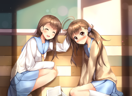 Обои на рабочий стол Kosaki Onodera / Косаки Онодэра и Haru Onodera / Хару Онодэра из аниме Nisekoi:/Притворная любовь 2, by Onamae-kun